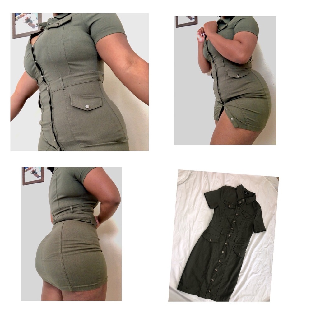 sexy olive dress button down
